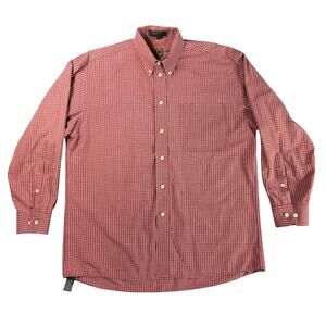 Vintage 90s Hunt Club Shirt Mens Red Plaid L Button Down LS Preppy Ivy League